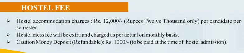 Girls Hostel Fees Chart