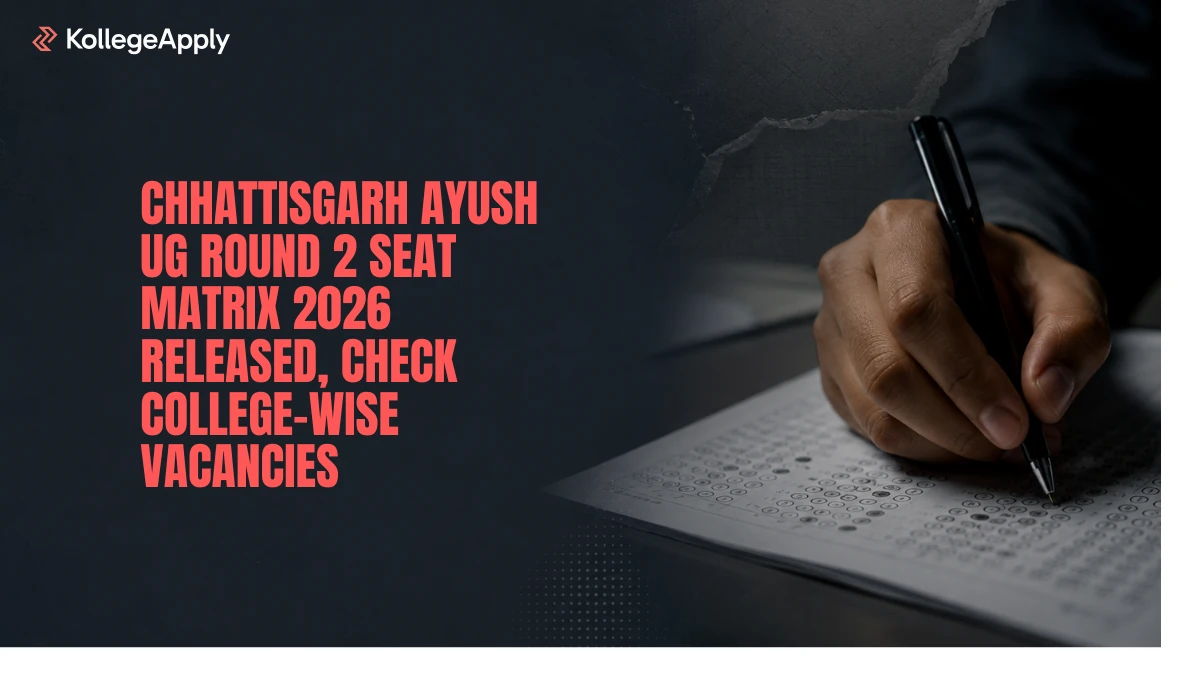 Chhattisgarh AYUSH UG: Round 2 Seat Matrix 2026 Released, Check College-Wise Vacancies
