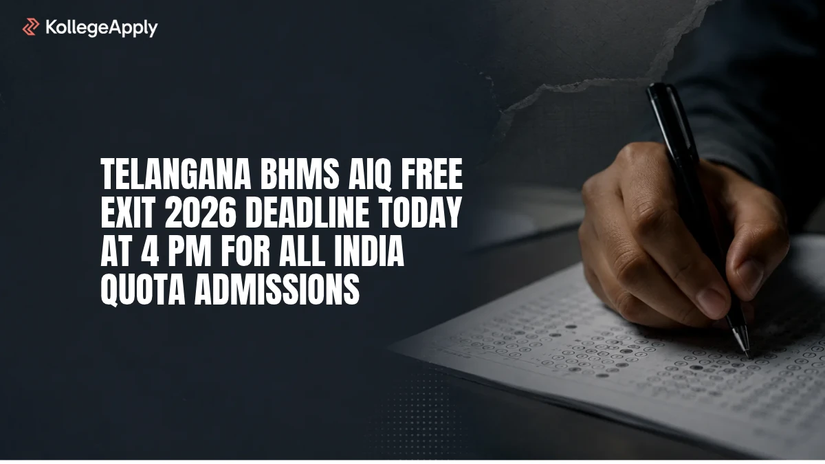 Telangana BHMS AIQ Free Exit 2026: Deadline Today at 4 PM for All India Quota Admissions