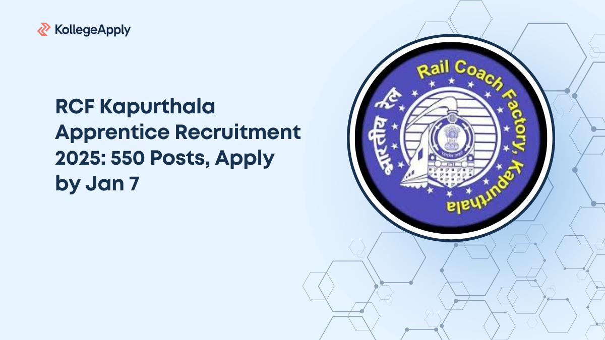 RCF Kapurthala Apprentice Recruitment 2025: 550 Posts, Apply by Jan 7
