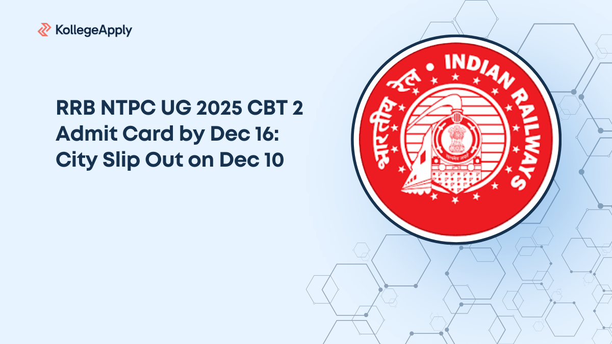RRB NTPC UG 2025 CBT 2 Admit Card by Dec 16: City Slip Out on Dec 10