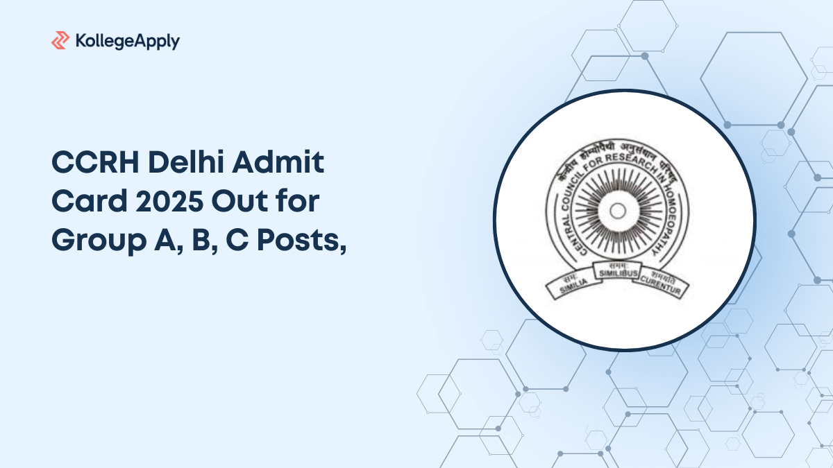 CCRH Delhi Admit Card 2025 Out for Group A, B, C Posts, Check Details